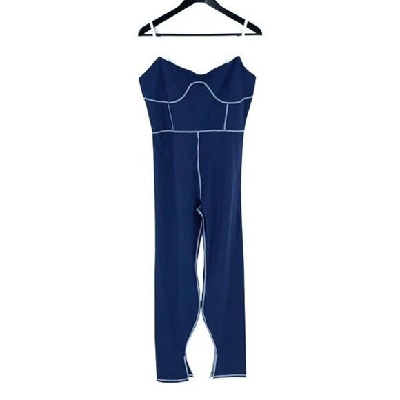WeWoreWhat Womens Silhouette Ankle Flare One-Piece Athletic Jumpsuit Navy XL - Picture 2 of 13